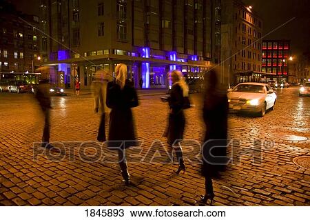 Women On Street At Night; Manhattan, New York City, Usa View Large Photo Image Stock Image - Women On Street At Night; Manhattan, New York City, Usa. Fotosearch