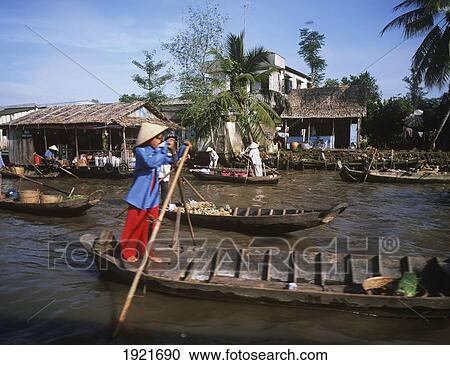Women Rowing, Mekong Delta View Large Photo Image Stock Image - Women Rowing, Mekong Delta. Fotosearch
