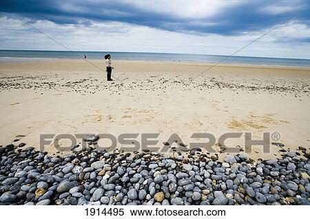 Stock Photography - Women Standing On Beach At Weybourne. Fotosearch