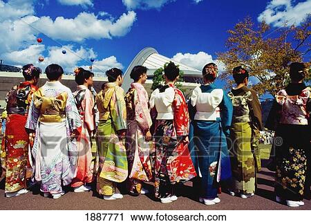 Women Wearing Kimonos During Obon Festival View Large Photo Image Stock Image - Women Wearing Kimonos During Obon Festival. Fotosearch