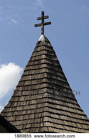 Wood Shingle Church Tower View Large Photo Image Stock Photography - Wood Shingle Church Tower. Fotosearch