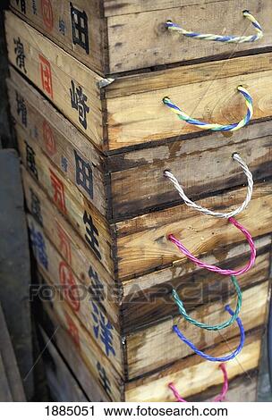 Stock Image - Wooden Boxes Stacked Up. Fotosearch