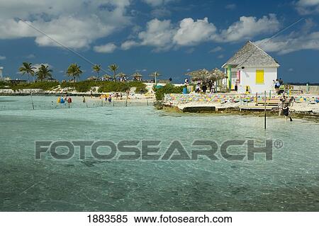 Stock Photography - Wooden Buildings And Walkways Along The Water; Nassau, Bahamas. Fotosearch