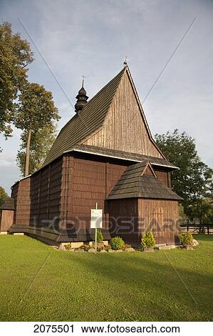 Stock Image - Wooden Church Of Our Lady Of Candemas In Siemiechowie, Malopolska, Poland. Fotosearch