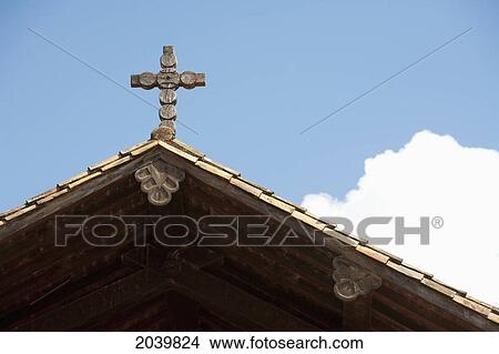 Picture - Wooden Cross Atop The Jesuit Mission Of San Miguel De Velasco, Santa Cruz Department, Bolivia. Fotosearch