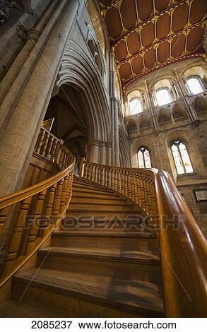 Wooden Curving Staircase In Ripon Cathedral; Ripon Yorkshire England View Large Photo Image Stock Photo - Wooden Curving Staircase In Ripon Cathedral; Ripon Yorkshire England. Fotosearch