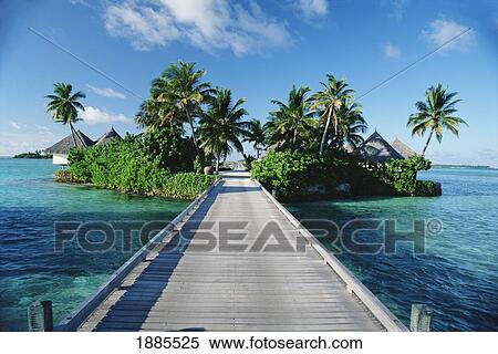 Wooden Jetty To Resort Island View Large Photo Image Stock Photography - Wooden Jetty To Resort Island. Fotosearch