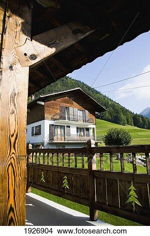 Picture - Wooden Lodges And Hotels. Fotosearch