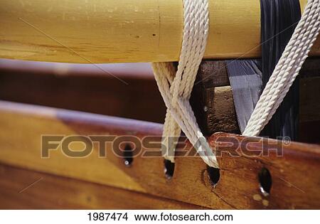 Wooden Outrigger Canoe, Close-Up View Of Rigging. View Large Photo Image Picture - Wooden Outrigger Canoe, Close-Up View Of Rigging.. Fotosearch