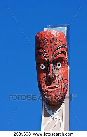 Stock Photo - Wooden Sculpture; New Zealand. Fotosearch