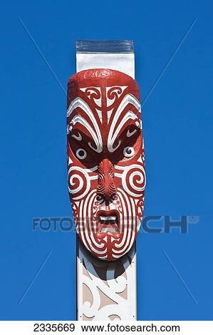 Stock Photo - Wooden Sculpture; New Zealand. Fotosearch