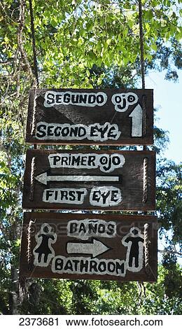 Stock Image - Wooden signs directing to locations; Tulum, Mexico. Fotosearch