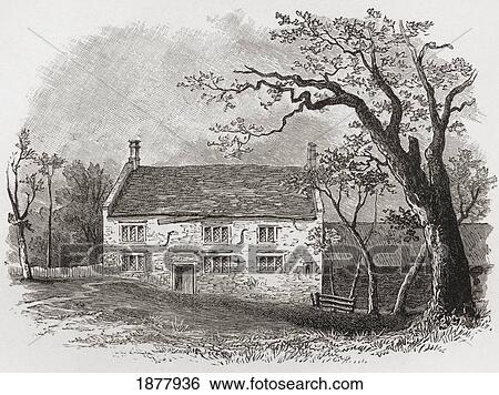 Stock Photograph - Woolsthorpe Manor In Woolsthorpe-By-Colsterworth, Near Grantham, Lincolnshire, England. Birthplace Of Sir Isaac Newton. From The Book Short History Of The English People By J. R. Green Published London 1893.. Fotosearch