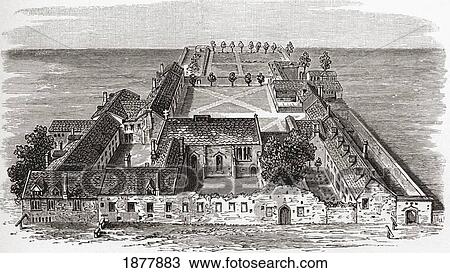 Stock Image - Worcester College, Formerly Gloucester Hall, Oxford, England C. 1673. From The Book Short History Of The English People By J. R. Green, Published London 1893. Fotosearch