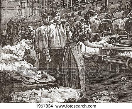 Picture - Workers At The Saltaire Woollen Mill, Bradford, North Yorkshire, England In The Late 19Th Century. From Our Own Country Published 1898. Fotosearch