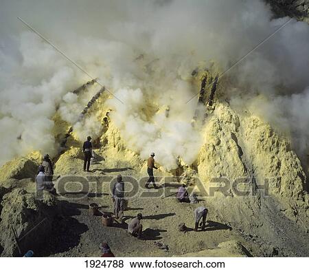 Workers In A Sulphur Mines View Large Photo Image Stock Photo - Workers In A Sulphur Mines. Fotosearch