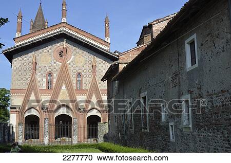 Stock Image - XII c. church of St. Antonio of Raverso, Buttigliera Alta, Turin province, Piedmont, Italy. Fotosearch