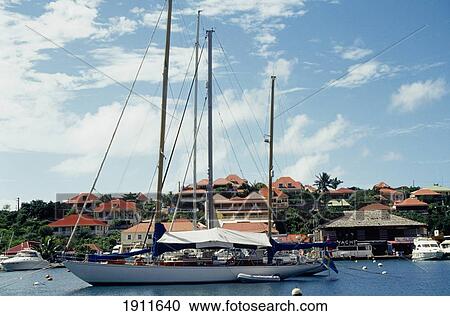 Yacht In Harbour, Gustavia, St. Barts, French West Indies. Boats And Harbour. View Large Photo Image Stock Image - Yacht In Harbour, Gustavia, St. Barts, French West Indies. Boats And Harbour.. Fotosearch