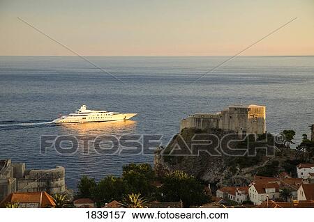 Yacht Moving Past Dubrovnik; Croatia View Large Photo Image Stock Photo - Yacht Moving Past Dubrovnik; Croatia. Fotosearch