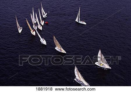 Yacht Racing, Aerial View View Large Photo Image Stock Photo - Yacht Racing, Aerial View. Fotosearch