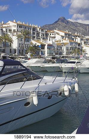 Picture - Yachts In Harbor In Marbella. Fotosearch