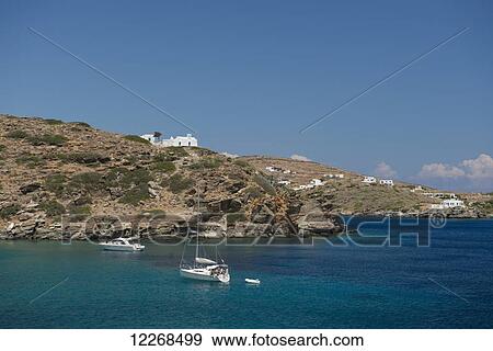 Yachts moored in Apokofto Bay in Southestern Sifnos; Sifnos, Cyclades, Greek Islands, Greece View Large Photo Image Stock Photo - Yachts moored in Apokofto Bay in Southestern Sifnos; Sifnos, Cyclades, Greek Islands, Greece. Fotosearch