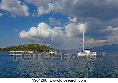 Stock Photograph - Yachts On Ioninan Sea, Lefkas, Ionian Islands, Greece. Fotosearch