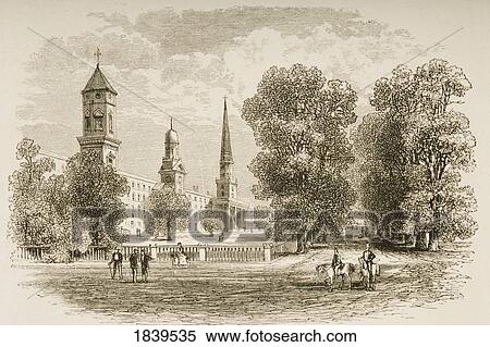 Stock Photography - Yale College, New Haven Connecticut In 1870S. From American Pictures Drawn With Pen And Pencil By Rev Samuel Manning Circa 1880. Fotosearch