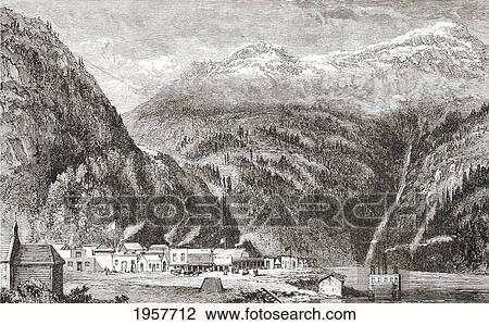 Stock Image - Yale, On The Fraser River, British Columbia, Canada In The Late 19Th Century. From North America, Published 1883.. Fotosearch