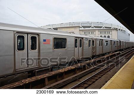 Stock Photo - Yankee Stadium And Train Stopped In 183 St Station In The Bronx, New York, Usa. Fotosearch
