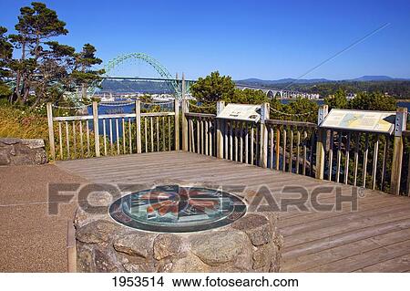 Picture - Yaquina Bay Bridge Viewed From A Lookout; Newport Oregon United States Of America. Fotosearch