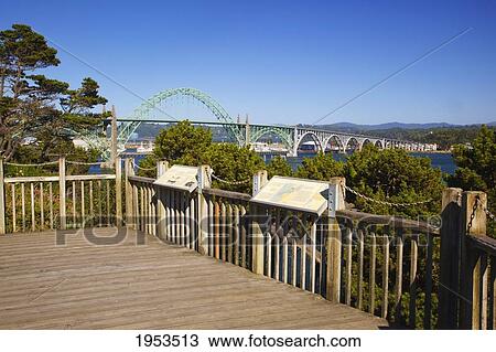 Yaquina Bay Bridge Viewed From A Lookout; Newport Oregon United States Of America View Large Photo Image Stock Image - Yaquina Bay Bridge Viewed From A Lookout; Newport Oregon United States Of America. Fotosearch