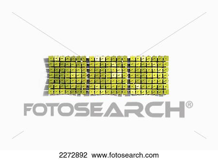 Stock Image - Yellow Thumbtacks In The Form Of Three Squares. Fotosearch