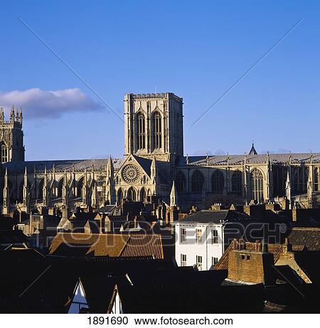 Stock Image - York Minster And Rooftops. Fotosearch