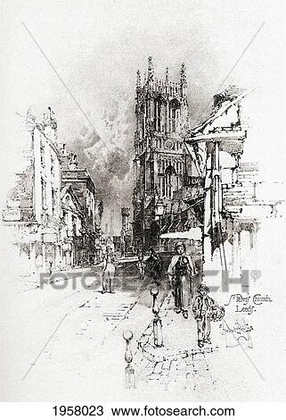 Stock Image - York Minster, York, England In The 19Th Century. From Picturesque History Of Yorkshire, Published C. 1900. Fotosearch