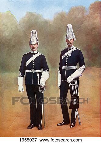 Stock Photo - Yorkshire Dragoons, Officer And Private. From Picturesque History Of Yorkshire, Published C. 1900. Fotosearch