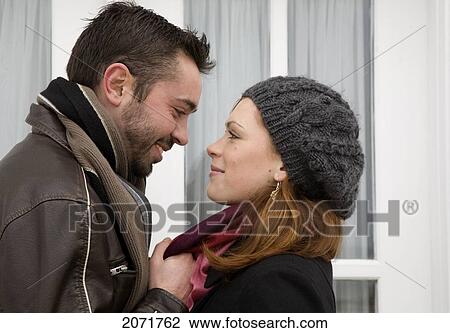 Stock Image - Young Couple Smiling, Whitby, Ontario. Fotosearch