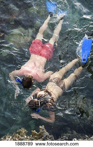 Young Couple Snorkeling. View Large Photo Image Stock Photo - Young Couple Snorkeling.. Fotosearch