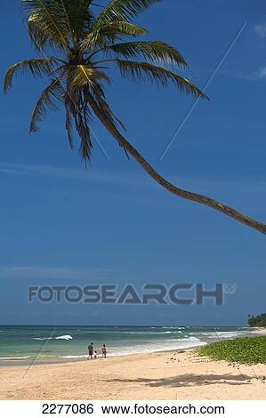 Stock Photograph - Young family on beach on south coast near Unawatuna; Sri Lanka. Fotosearch
