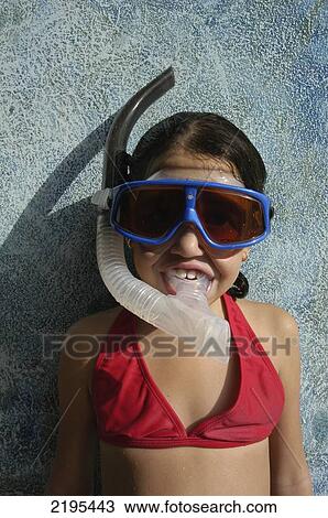 Young Girl In Snorkel And Mask, Jamaica. View Large Photo Image Stock Image - Young Girl In Snorkel And Mask, Jamaica.. Fotosearch