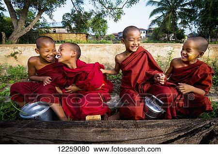 Young monks laughing; Yangoon, Myanmar View Large Photo Image Stock Image - Young monks laughing; Yangoon, Myanmar. Fotosearch