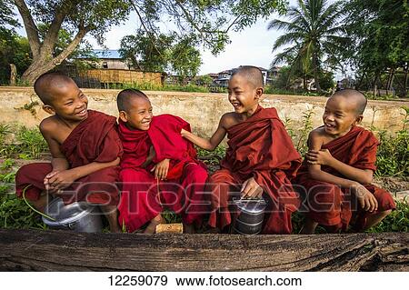 Young monks laughing; Yangoon, Myanmar View Large Photo Image Stock Photo - Young monks laughing; Yangoon, Myanmar. Fotosearch
