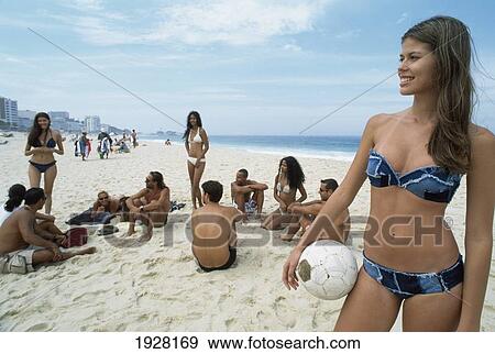 Stock Photo - Young People On Copacabana Beach. Fotosearch