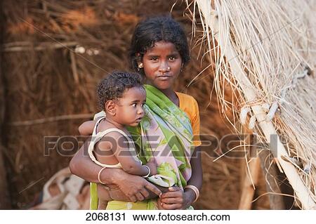 Stock Image - Young Woman And Girl, Rajgir, Bihar, India. Fotosearch