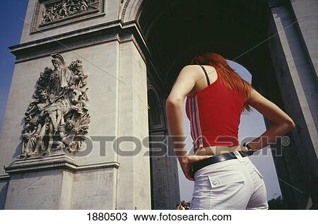 Young Woman By L'arc De Triomphe, Paris View Large Photo Image Stock Image - Young Woman By L'arc De Triomphe, Paris. Fotosearch