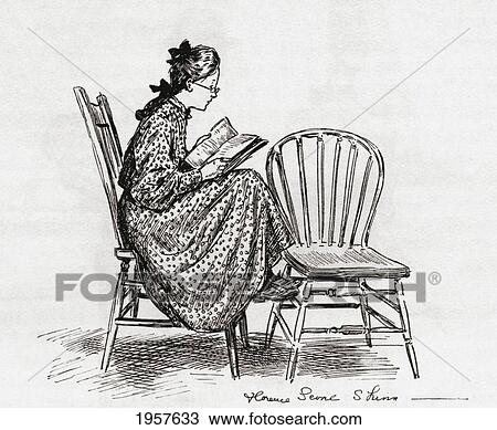 Stock Image - Young Woman Reading In The Nineteenth Century. From The Century Illustrated Monthly Magazine, May To October 1904.. Fotosearch