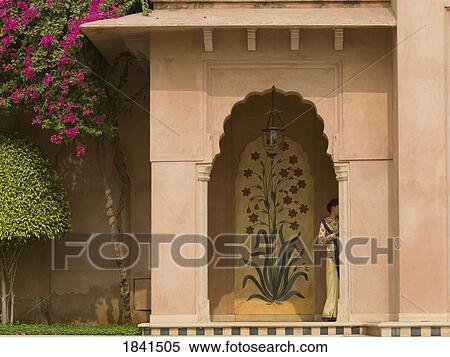 Young Woman Standing Behind Column; Agra, India View Large Photo Image Stock Photography - Young Woman Standing Behind Column; Agra, India. Fotosearch