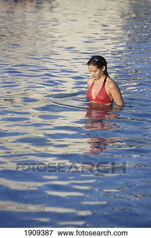 Stock Photo - Young Woman Wearing Bikini In Sea On Mayan Riviera, Yucatan Peninsular, Quintana Roo State, Mexico. Fotosearch