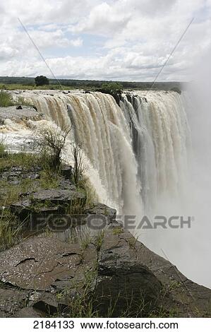 Stock Image - Zambia, Waterfall; Victoria Falls. Fotosearch