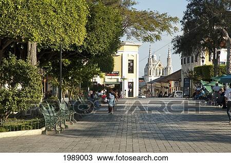 Stock Image - Zocalo With San Sebastian Church, Comitan, Chiapas, Mexico. Fotosearch